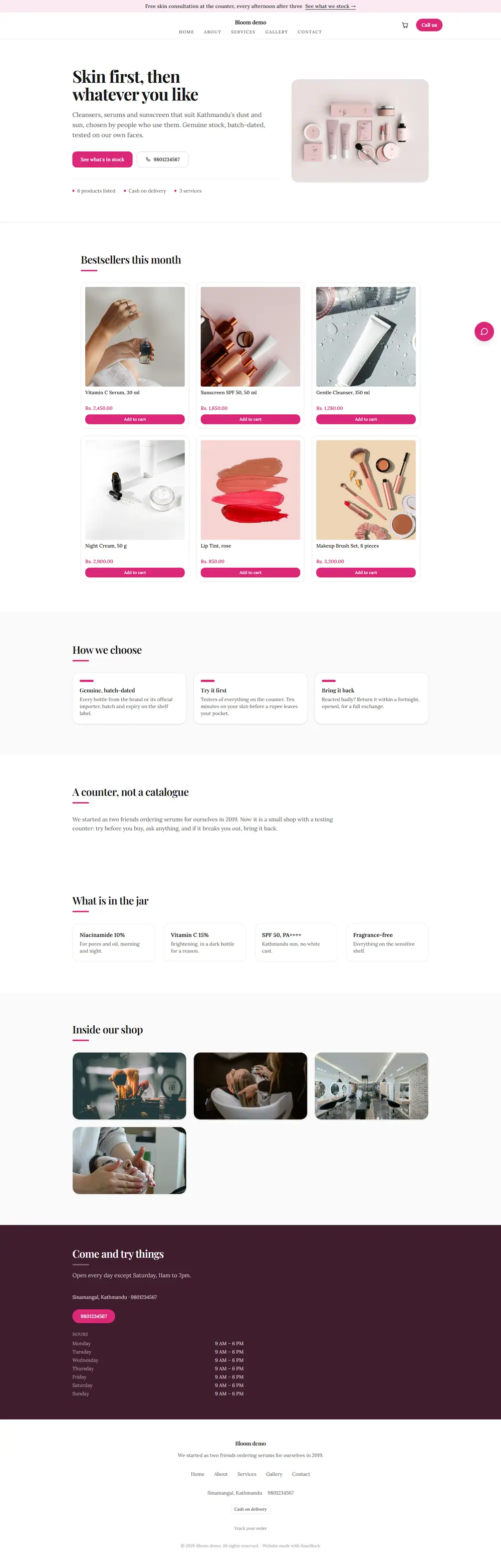 The Bloom theme in its Blush style